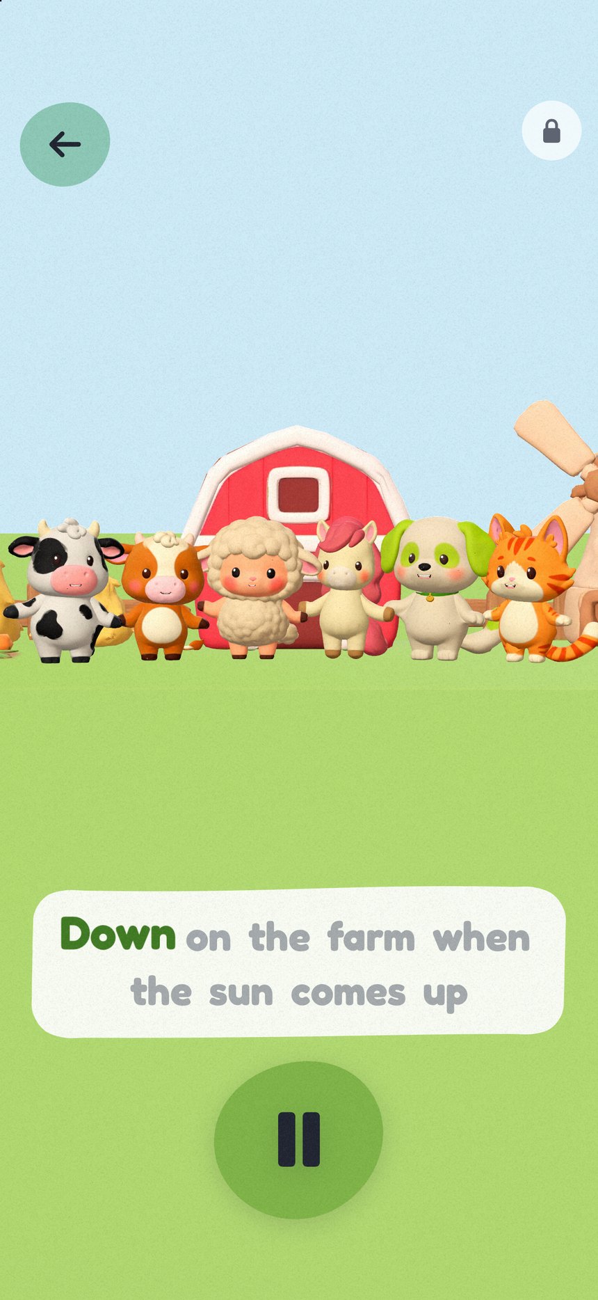 A Tokaboo song on iPhone: the friends dancing on stage with the words lighting up