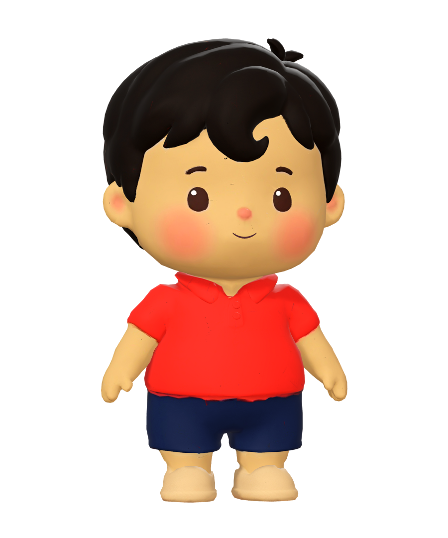 Hugo, a toddler boy in a red polo shirt